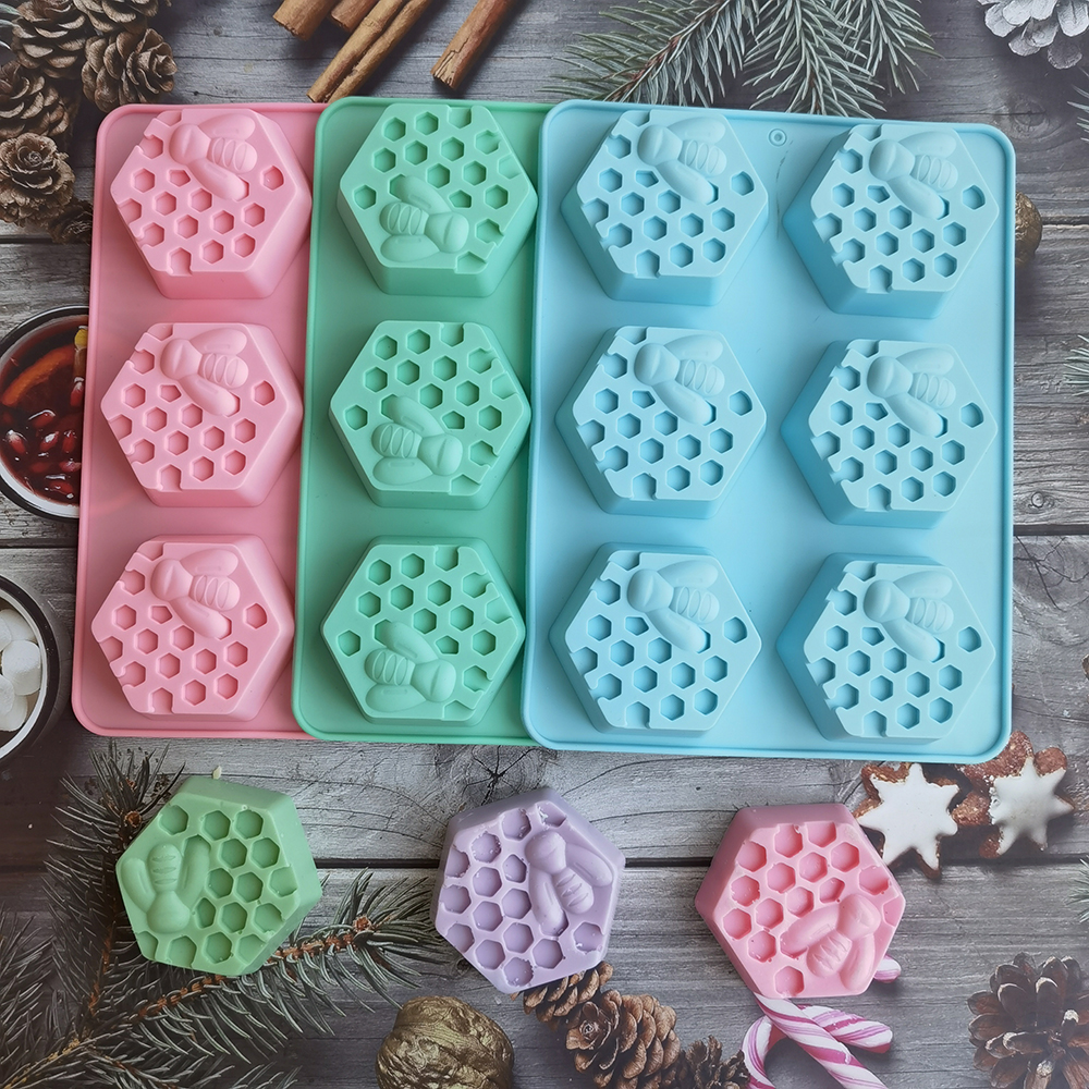 Candle Supplies Storage - Silicone Hexagonal Bee Soap Mold for