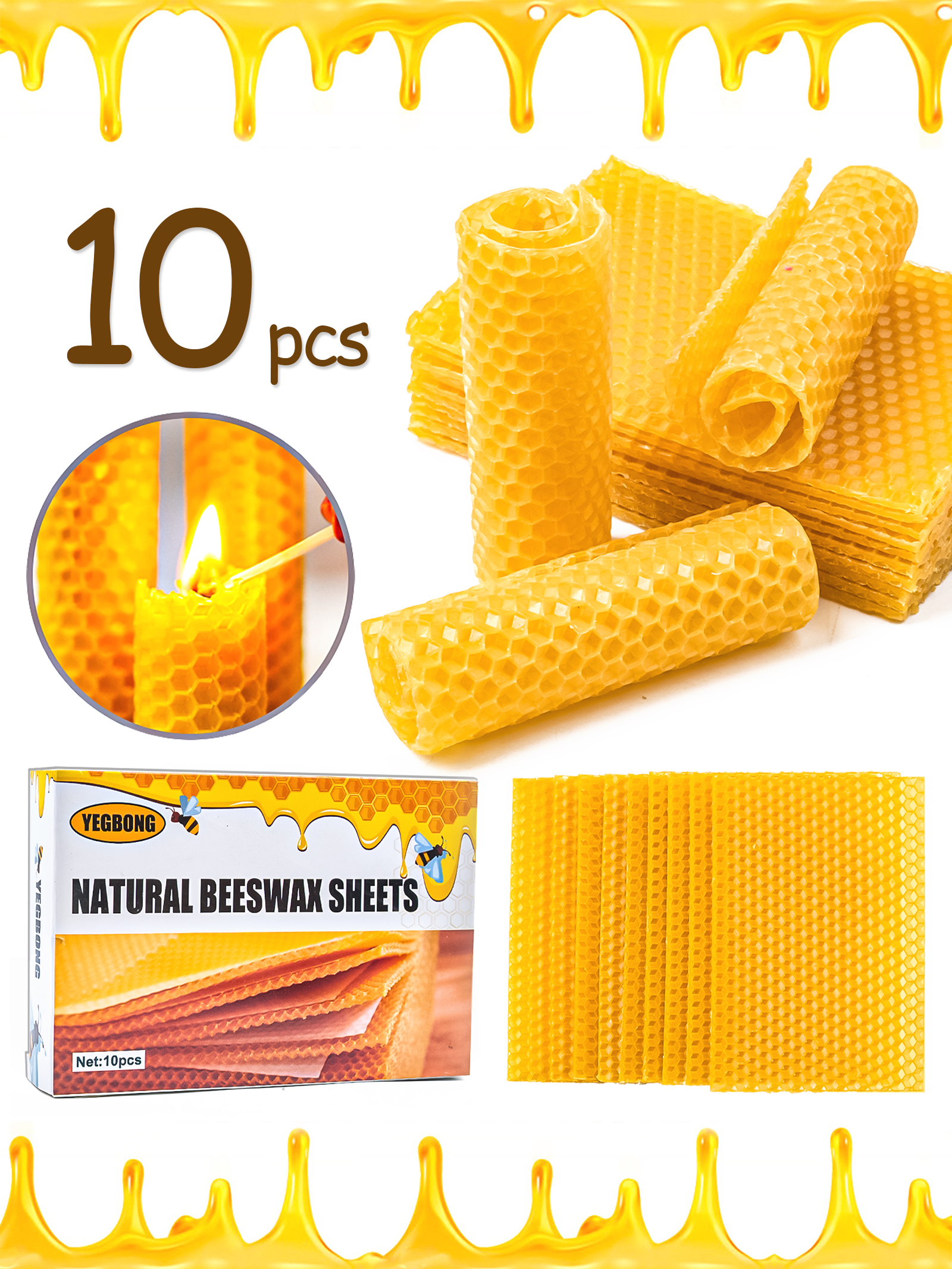 Candle Supplies Storage - 10Pcs Natural Honeycomb Bee Wax Sheets