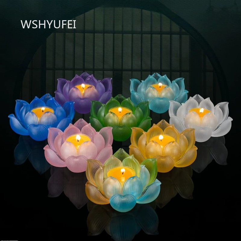 Glass Lotus Candlestick Househ - Candle Glass Supplies avaliação e preço