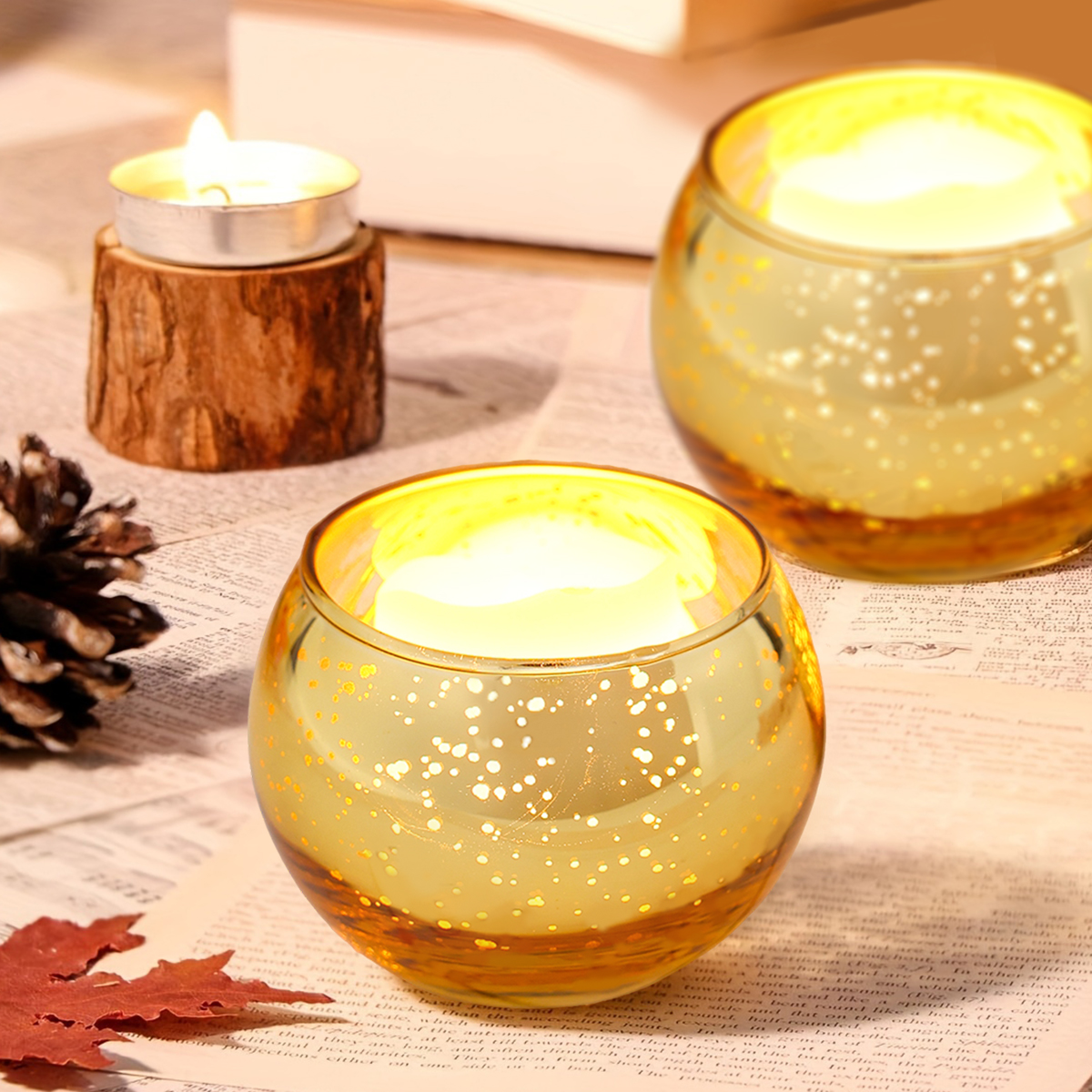 Round Gold Glass Candle Holder - Candle Glass Supplies avaliação e preço
