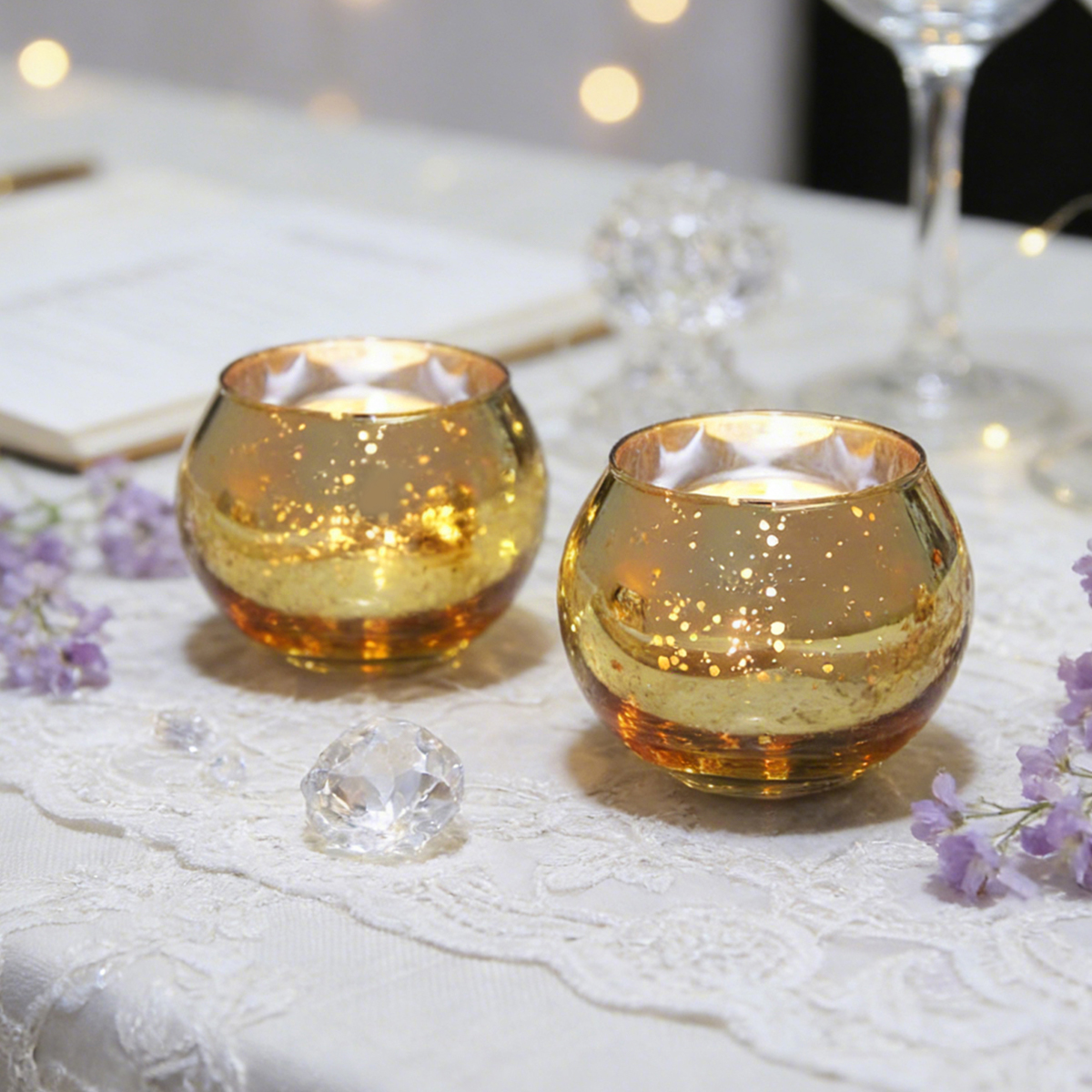 Round Gold Glass Candle Holder - Candle Glass Supplies avaliação e preço
