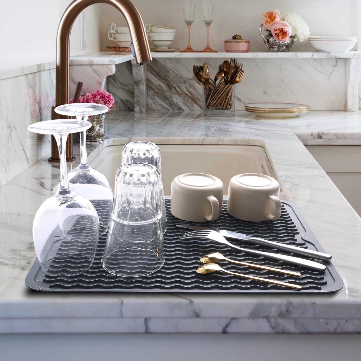 Silicone Dish Drying Mat 2 Pac - Heat Resistant Mat avaliação e preço