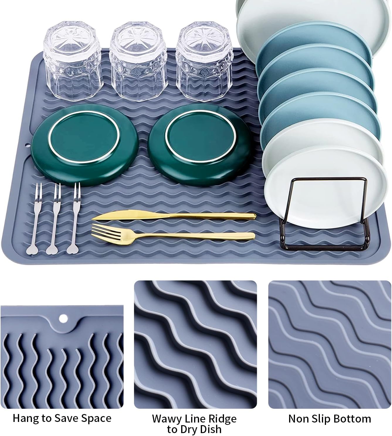 Silicone Dish Drying Mat 2 Pac - Heat Resistant Mat avaliação e preço
