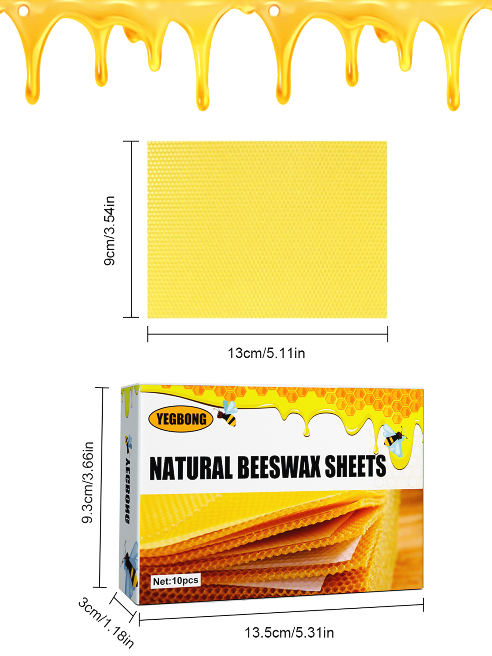 10Pcs Natural Honeycomb Bee Wa - Candle Supplies Storage avaliação e preço