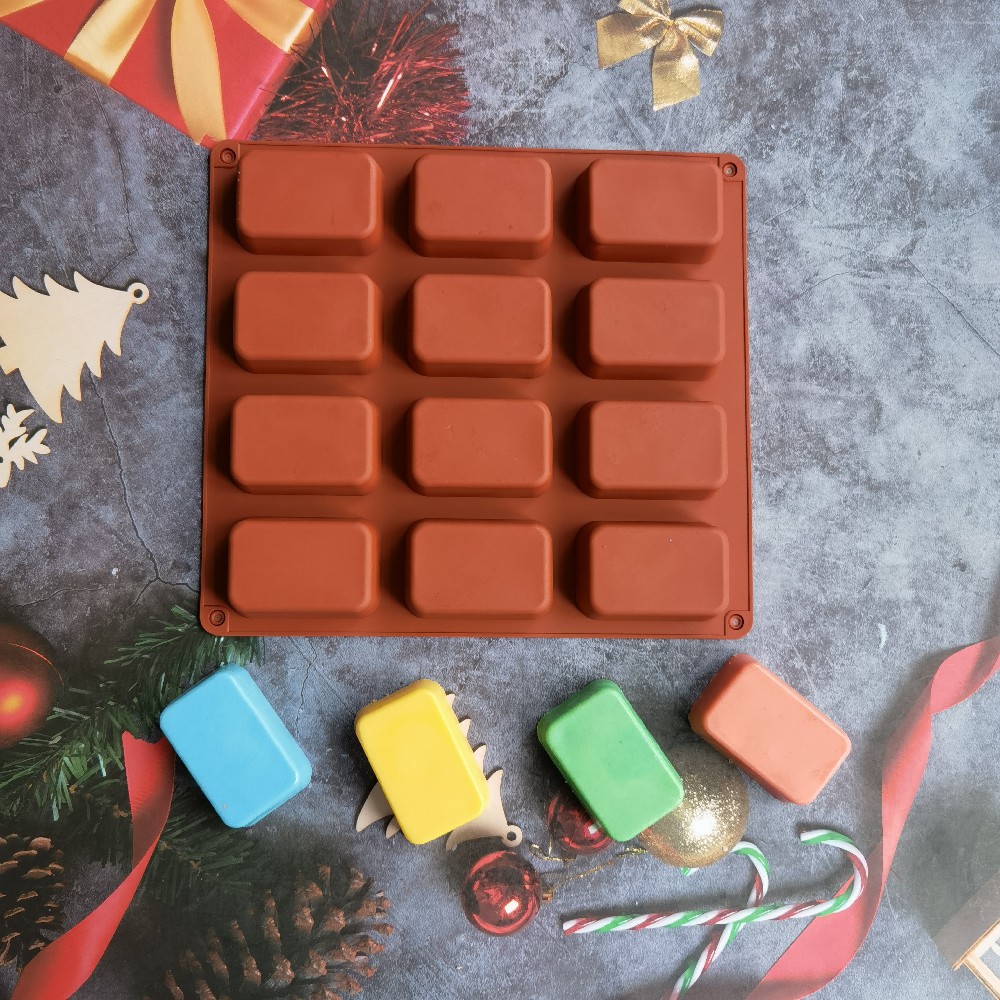 12 Cavity Square Silicone Soap - Candle Supplies Storage avaliação e preço