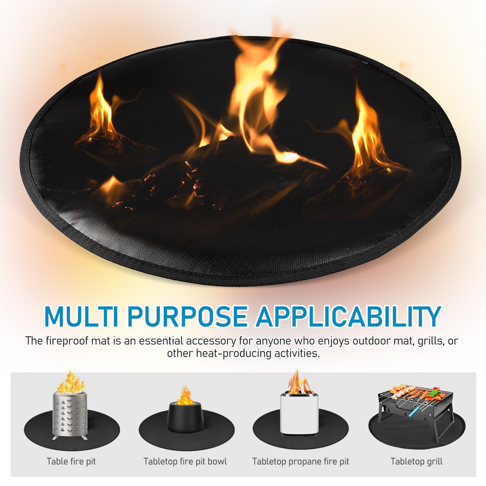 Fire Pit Mat Silicone Fireproo - Heat Resistant Mat avaliação e preço