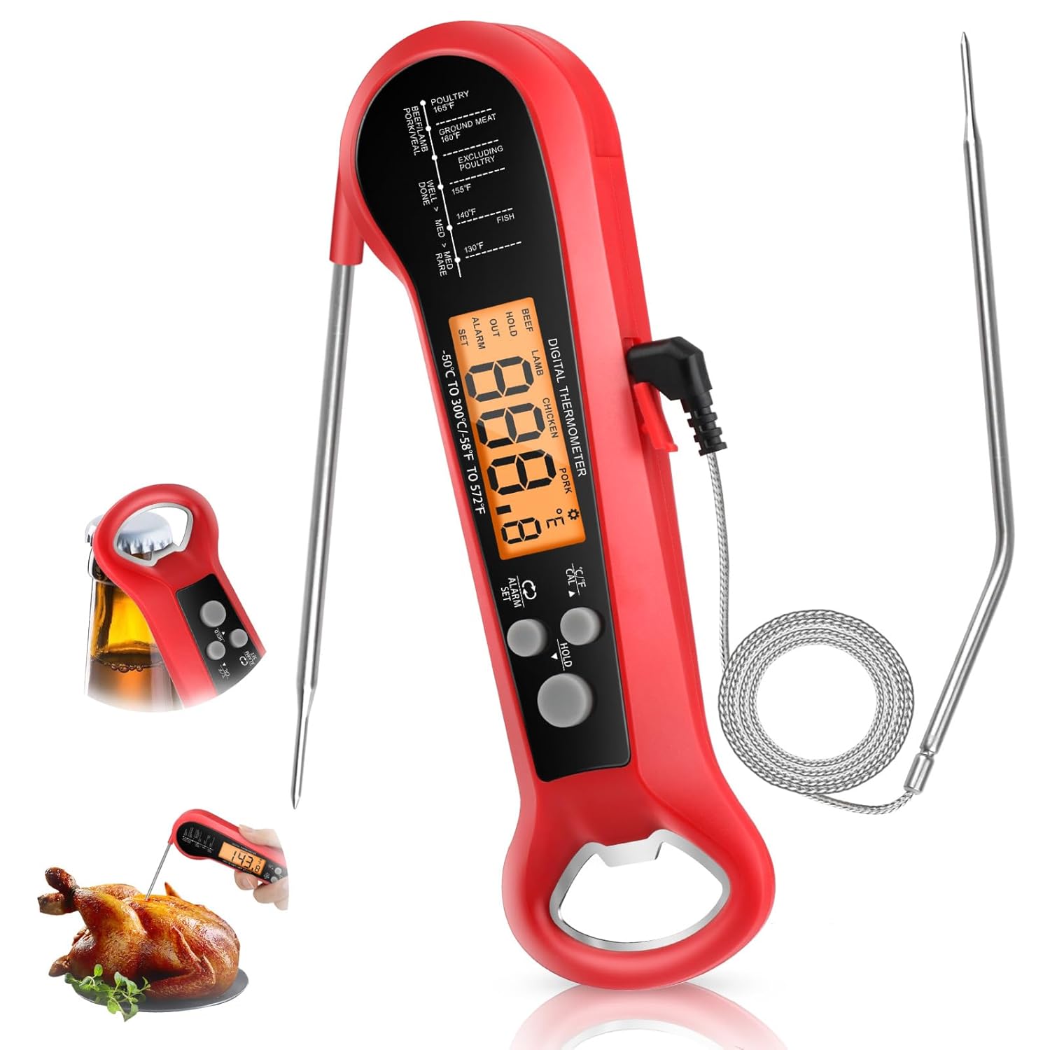 Long Cable Professional Meat T - Digital Thermometer Probe avaliação e preço